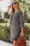 MQTIME  -  Neck Long Sleeve Sweater Dress
