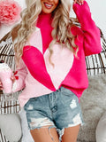 MQTIME  -  Valentine's Day Heart Turtleneck Cold Shoulder Sweater