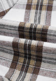 MQTIME  -  Full Size Plaid Collared Neck Balloon Sleeve Mini Shirt Dress