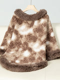 MQTIME  -   Furry Contrast Three-Quarter Poncho