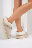 MQTIME  -  Furry Round Toe Platform Slippers