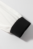 MQTIME  -  Contrast Notched Long Sleeve Blouse