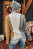 MQTIME  -  Color Block Textured Drop Shoulder Sweater