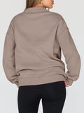 MQTIME  -  Mock Neck Drop Shoulder Long Sleeve Sweatshirt