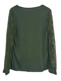 MQTIME  -  Full Size Lace Detail V-Neck Long Sleeve Blouse
