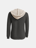 MQTIME  -  Full Size Waffle-Knit Contrast Long Sleeve Hoodie