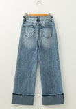 MQTIME  -  Washed Wide Leg Jeans with Pockets