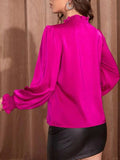 MQTIME  -  Frill Tied Lantern Sleeve Blouse
