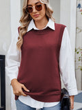 MQTIME  -  Buttoned Round Neck Sweater Vest