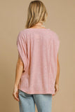 MQTIME  -  Umgee Exposed Seam Round Neck Batwing Sleeve Knit Top