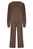 MQTIME  -  Round Neck Long Sleeve Top and Pants Set
