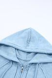 MQTIME  -  Exposed Seam Zip Up Long Sleeve Drawstring Hoodie