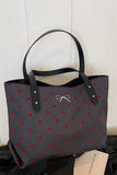MQTIME  -  Polyester Bow Polka Dot Tote Bag