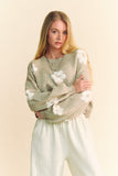 MQTIME  -  Floral Drop Shoulder Cropped Sweater