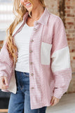 MQTIME  -  Color Block Houndstooth Collared Neck Shacket