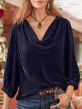 MQTIME  -  Cowl Neck Three-Quarter Sleeve Top