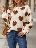 MQTIME  -  Fuzzy Heart Dropped Shoulder Sweatshirt