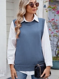 MQTIME  -  Buttoned Round Neck Sweater Vest