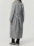 MQTIME  -  Collared Neck Long Sleeve Longline Coat