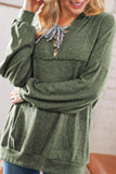 MQTIME  -  Lace Up Drop Shoulder Long Sleeve Hoodie