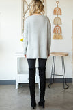 MQTIME  -  Side Slit Boat Neck Long Sleeve Sweater