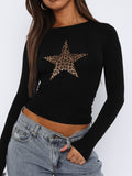 MQTIME  -  Devine Star Round Neck Long Sleeve T-Shirt