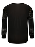 MQTIME  -  Full Size Lace Detail V-Neck Long Sleeve Blouse
