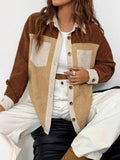 MQTIME  -  Color Block Collared Neck Long Sleeve Shirt