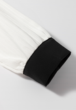 MQTIME  -  Contrast Notched Long Sleeve Blouse