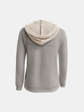 MQTIME  -  Full Size Waffle-Knit Contrast Long Sleeve Hoodie