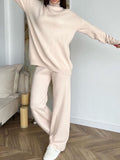 MQTIME  -  Turtleneck Long Sleeve Top and Drawstring Pants Sweater Set