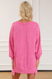 MQTIME  -  Notched Long Sleeve Oversize Sweatshirt