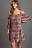 MQTIME  -  Off-Shoulder Balloon Sleeve Velvet Mini Dress