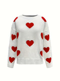 MQTIME  -  Valentine’s Day Heart Round Neck Long Sleeve Sweater