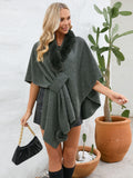 MQTIME  -  Fuzzy Trim Open Front Poncho