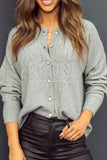 MQTIME  -  Openwork Button Down Long Sleeve Cardigan