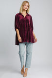 MQTIME  -  Umgee Full Size Polka Dot Button Up Half Sleeve Shirt