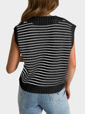 MQTIME  -   Collared Neck Striped Sweater Vest