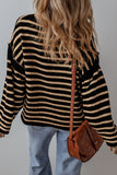 MQTIME  -  Stripe Drop Shoulder Round Neck Sweater