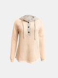 MQTIME  -  Full Size Waffle-Knit Contrast Long Sleeve Hoodie
