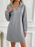 MQTIME  -  Drawstring Long Sleeve Hooded Mini Dress