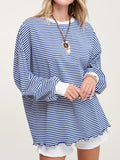 MQTIME  -  Contrast Striped Long Sleeve Sweatshirt