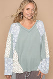MQTIME  -  POL Lace Floral Round Neck Knit Top