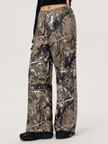 MQTIME  -  Graffiti Printed Wide Leg Cargo Pants