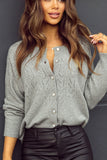 MQTIME  -  Openwork Button Down Long Sleeve Cardigan