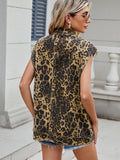 MQTIME  -  Leopard Buttton Up Denim Vest