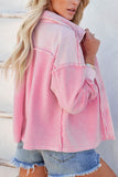 MQTIME  -  Exposed Seam Collared Neck Drop Shoulder Jacket