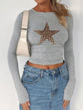 MQTIME  -  Devine Star Round Neck Long Sleeve T-Shirt