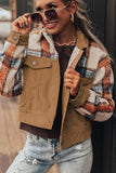 MQTIME  -  Plaid Corduroy Flap Pockets Button Up Jacket