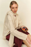 MQTIME  -  V-Neck Dropped Shoulder Sweater with Scarf